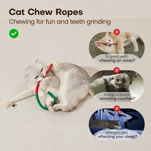 Frolunora® Cat Chew Rope Toys | Safe Teeth Cleaning & Calming Kitty Toys