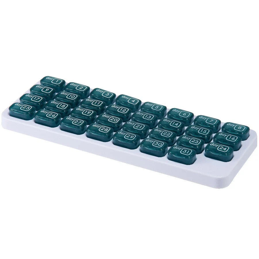 Frolunora® Monthly Pill Organizer with Lid Travel Case for Vitamins & Medications