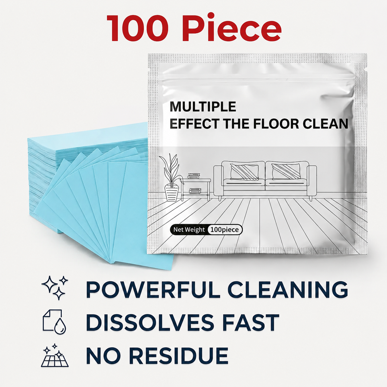 Frolunora® 100 Piece Floor Cleaning Tablets Multi - Surface Cleaner for Hardwood Laminate Tile & RV Walls Antibacterial Deodorization Maintenance