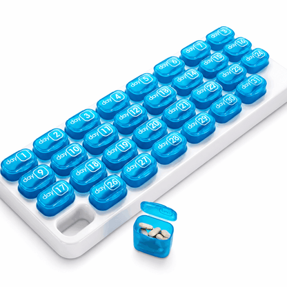 Frolunora® Monthly Pill Organizer with Lid Travel Case for Vitamins & Medications