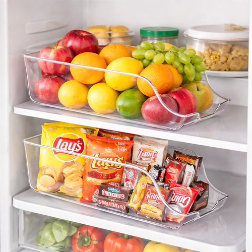 Frolunora® Refrigerator Can Organizer – 14" Deep Clear Soda & Food Can Storage for Fridge & Pantry (Set of 2)
