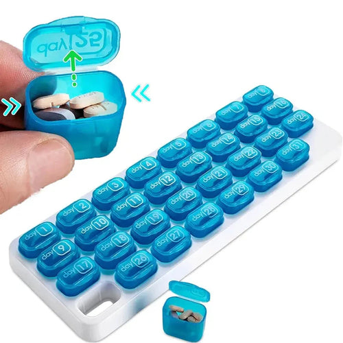 Frolunora® Monthly Pill Organizer with Lid Travel Case for Vitamins & Medications