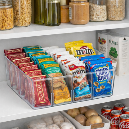 Frolunora® 4-Section Storage Bin with Removable Dividers – Perfect for Kitchen, Pantry, and Refrigerator Organization – BPA-Free, Durable, and Easy to Clean