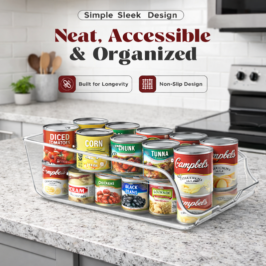 Frolunora® Refrigerator Can Organizer – 14" Deep Clear Soda & Food Can Storage for Fridge & Pantry (Set of 2)