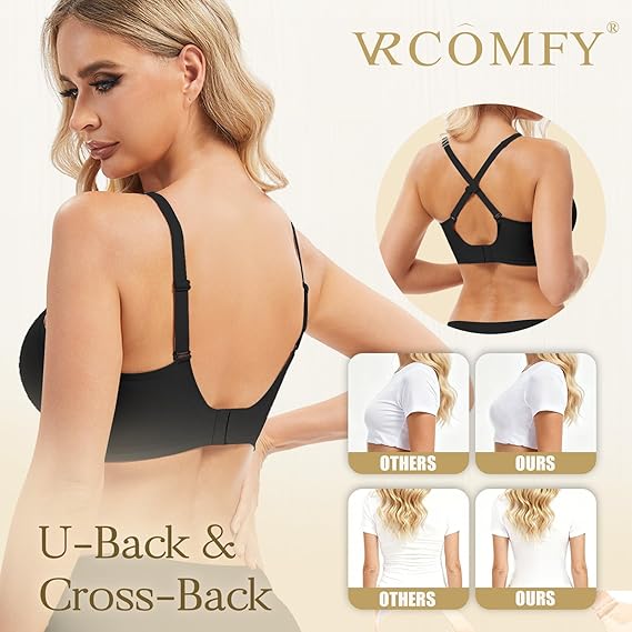 Frolunora® Deep V Seamless Wireless Push Up Bras for Women