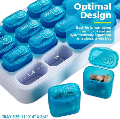 Frolunora® Monthly Pill Organizer with Lid Travel Case for Vitamins & Medications