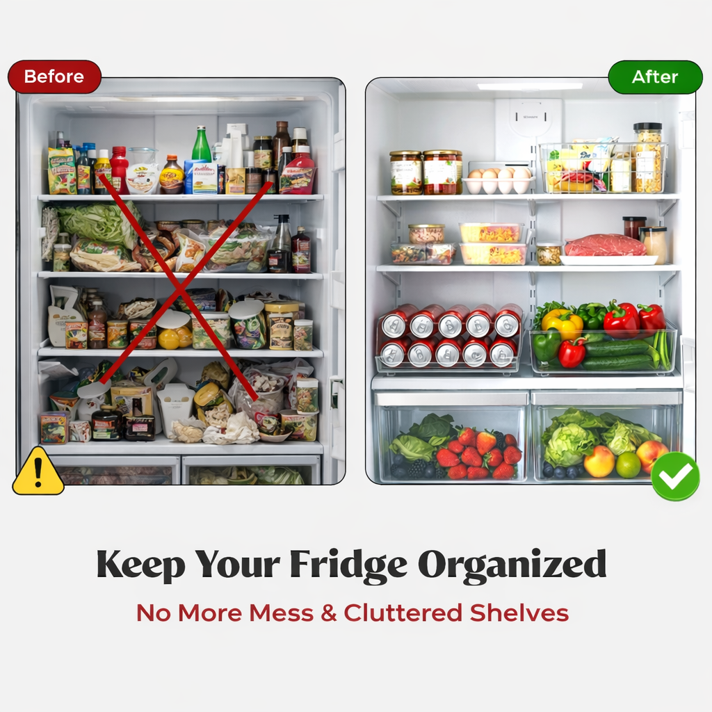 Frolunora® Refrigerator Can Organizer – 14" Deep Clear Soda & Food Can Storage for Fridge & Pantry (Set of 2)