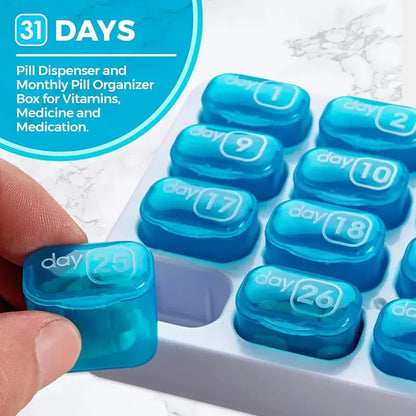 Frolunora® Monthly Pill Organizer with Lid Travel Case for Vitamins & Medications