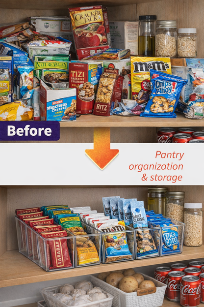 Frolunora® 4-Section Storage Bin with Removable Dividers – Perfect for Kitchen, Pantry, and Refrigerator Organization – BPA-Free, Durable, and Easy to Clean