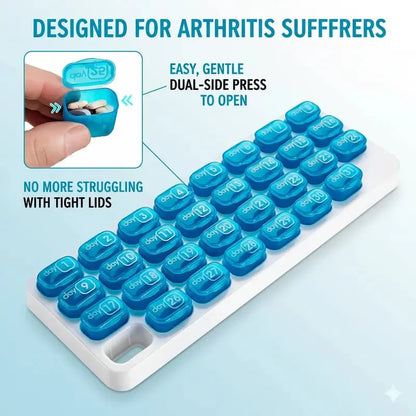 Frolunora® Monthly Pill Organizer with Lid Travel Case for Vitamins & Medications