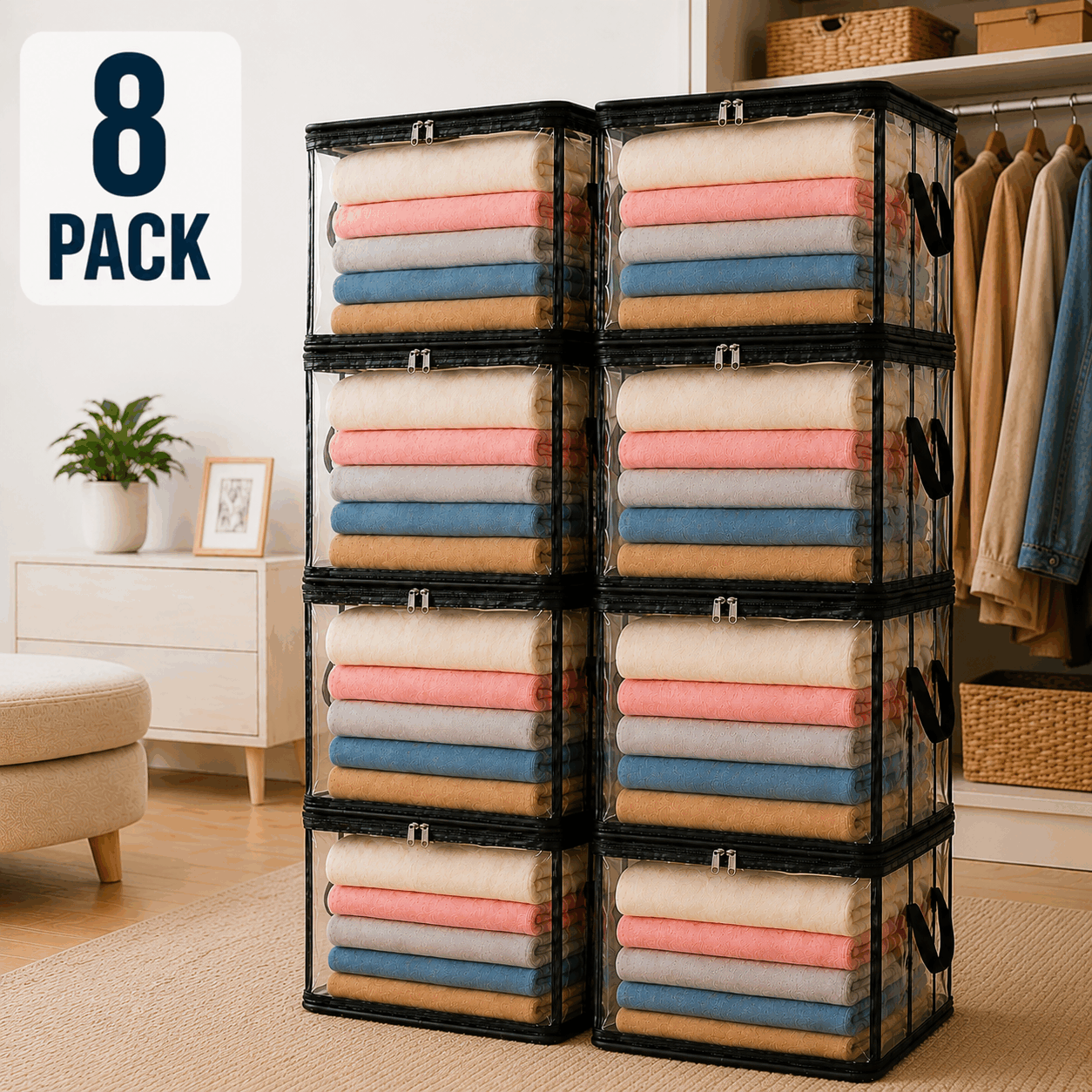Frolunora® 📦Large Heavy-Duty Thick Plastic Clear Storage