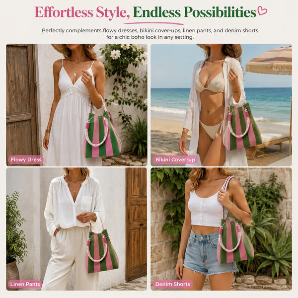 Frolunora® Crochet Bucket Bag for Women – Handmade Woven Summer Beach Shoulder Bag