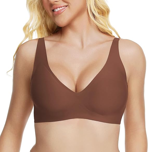 Frolunora® Deep V Seamless Wireless Push Up Bras for Women