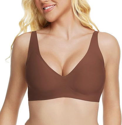 Frolunora® Deep V Seamless Wireless Push Up Bras for Women