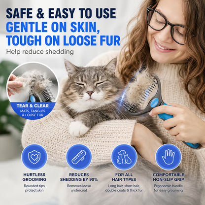 Frolunora® 🐾Double-Sided Pet Grooming Brush – Hurtless Shedding & Dematting Undercoat Rake for Dogs and Cats upsell