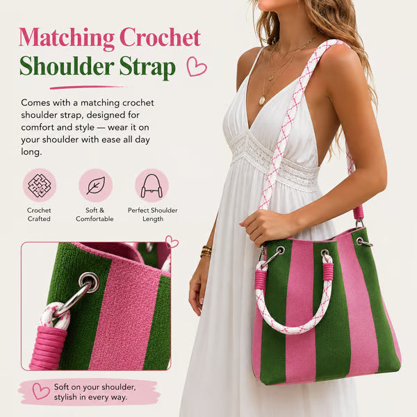 Frolunora® Crochet Bucket Bag for Women – Handmade Woven Summer Beach Shoulder Bag