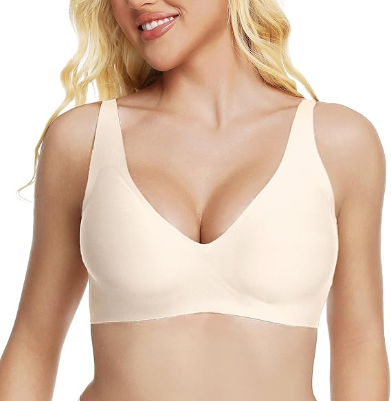 Frolunora® Deep V Seamless Wireless Push Up Bras for Women