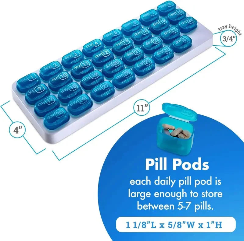 Frolunora® Monthly Pill Organizer with Lid Travel Case for Vitamins & Medications