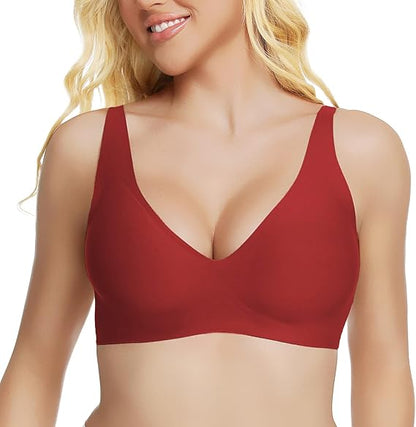 Frolunora® Deep V Seamless Wireless Push Up Bras for Women
