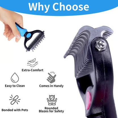 Frolunora® 🐾Double-Sided Pet Grooming Brush – Hurtless Shedding & Dematting Undercoat Rake for Dogs and Cats upsell