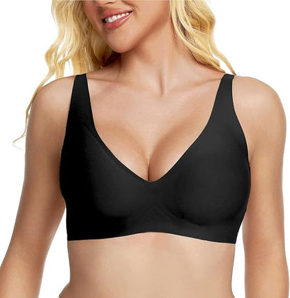 Frolunora® Deep V Seamless Wireless Push Up Bras for Women