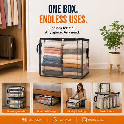 Frolunora® 📦Large Heavy-Duty Thick Plastic Clear Storage