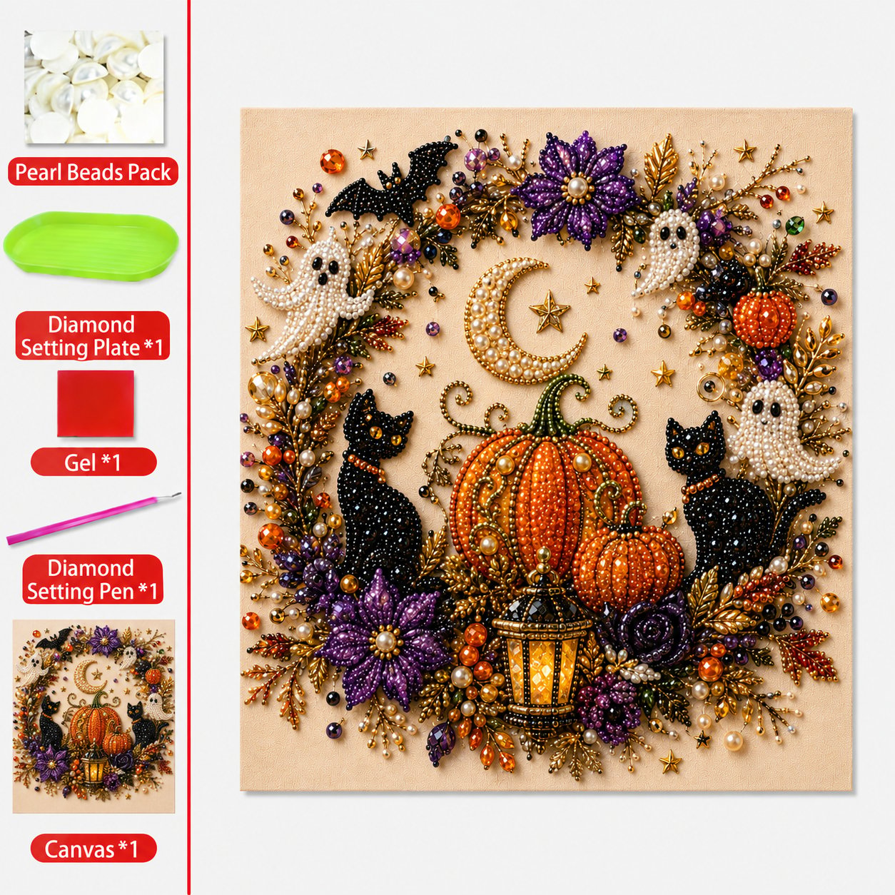 Frolunora® 👻Halloween Pearl Art DIY Kit – Turn Tiny Pearls into Spooky-Cute Magic