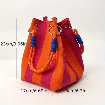 Frolunora® Crochet Bucket Bag for Women – Handmade Woven Summer Beach Shoulder Bag