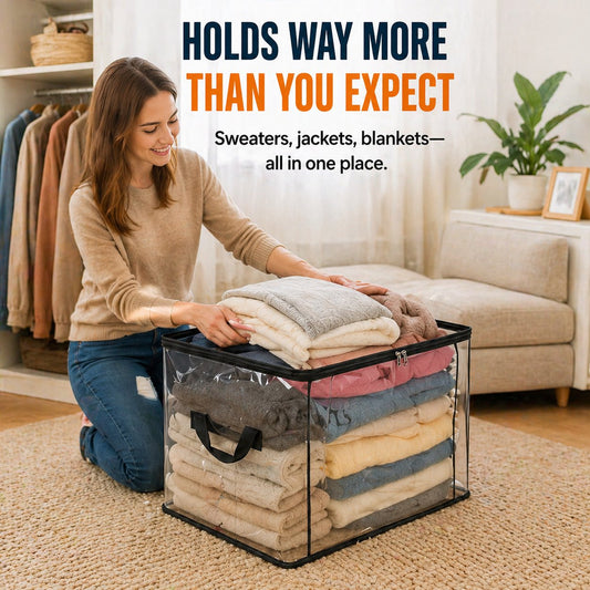 Frolunora® 📦Large Heavy-Duty Thick Plastic Clear Storage