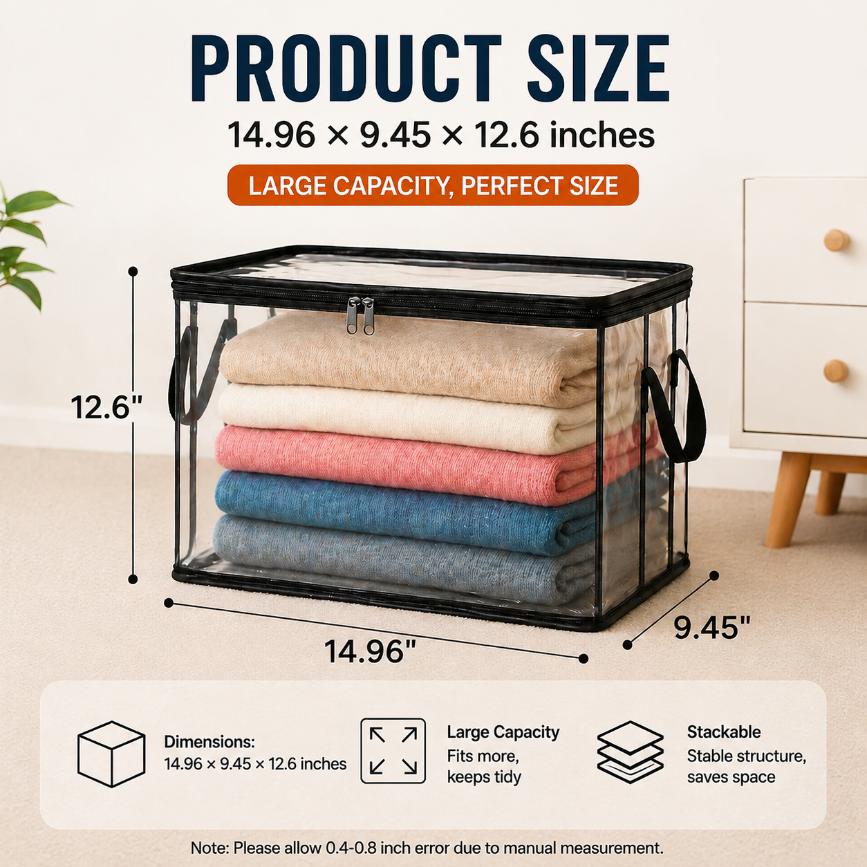 Frolunora® 📦Large Heavy-Duty Thick Plastic Clear Storage