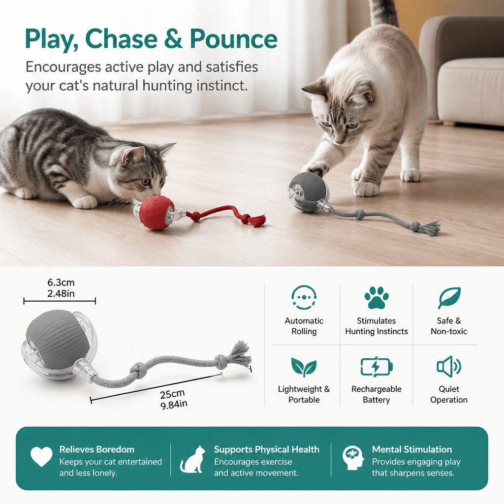 Frolunora®  Interactive Play Ball With Tail For Cats