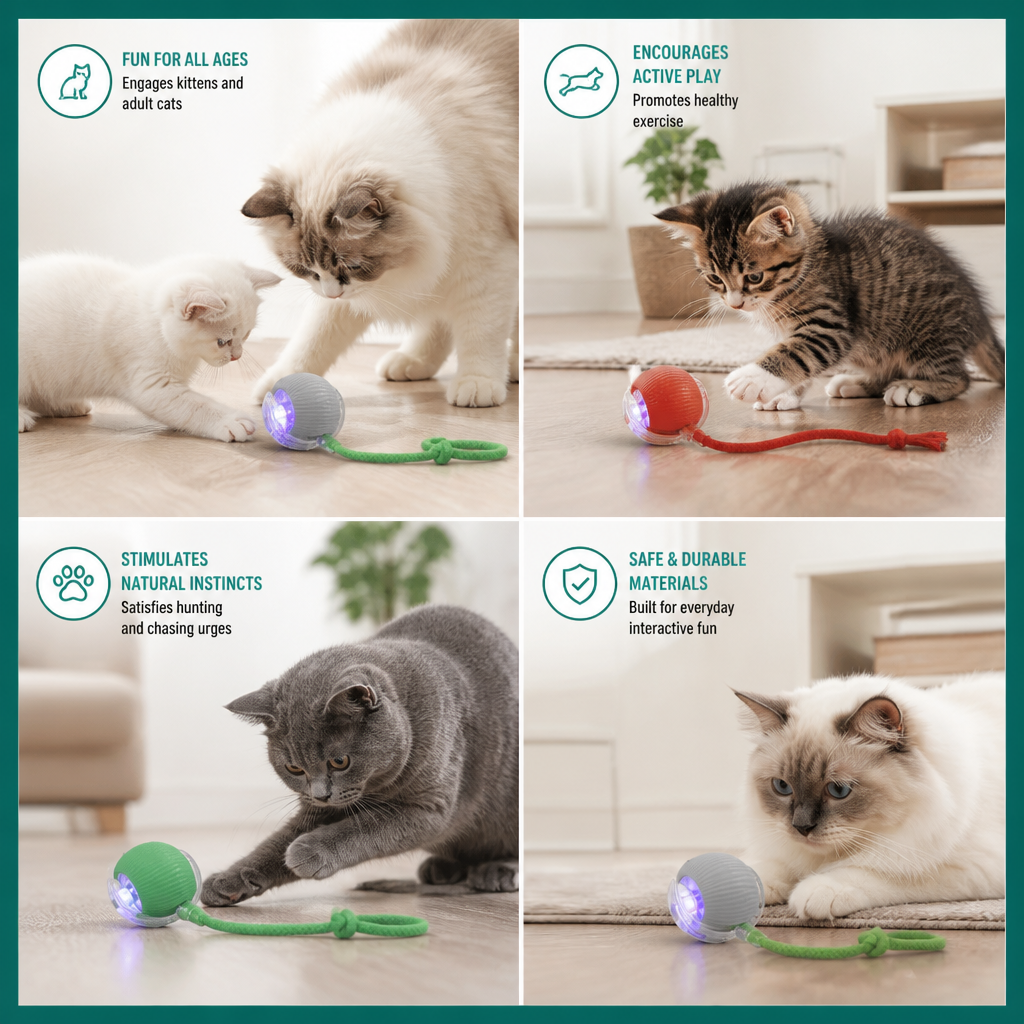 Frolunora®  Interactive Play Ball With Tail For Cats
