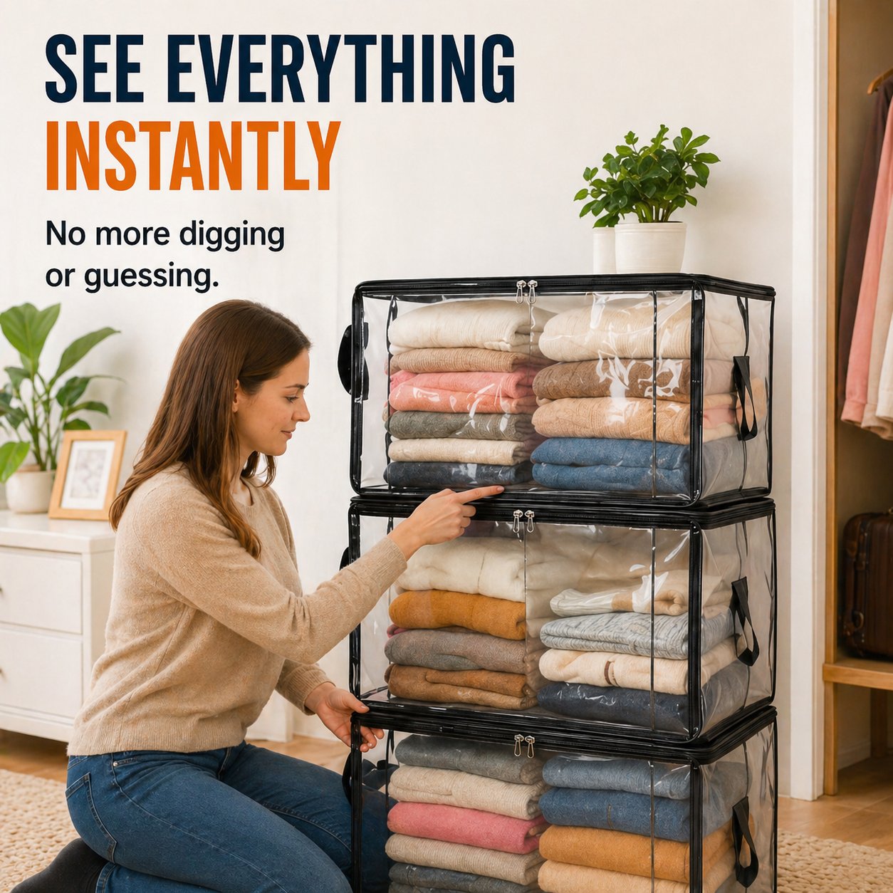 Frolunora® 📦Large Heavy-Duty Thick Plastic Clear Storage