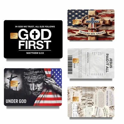 Frolunora® 💳✝️ Faith & Patriot Card Sticker Set – Inspirational Credit Card Stickers with Cross & Scripture Designs