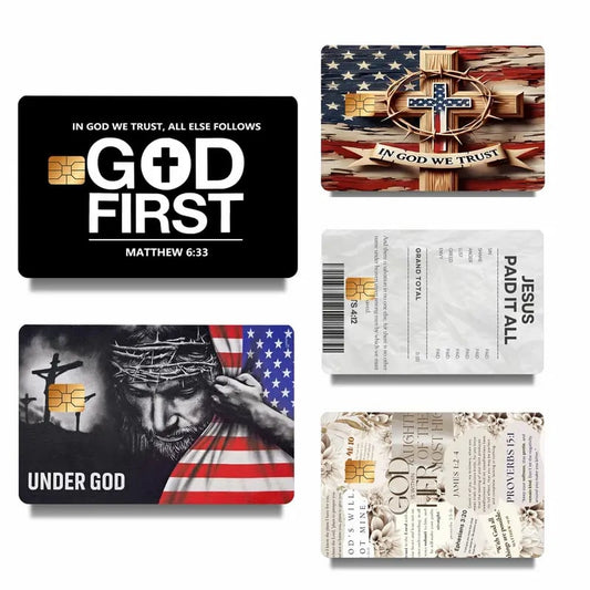 Frolunora® 💳✝️ Faith & Patriot Card Sticker Set – Inspirational Credit Card Stickers with Cross & Scripture Designs