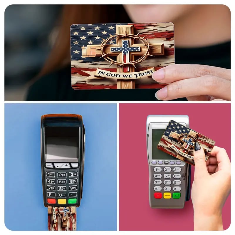 Frolunora® 💳✝️ Faith & Patriot Card Sticker Set – Inspirational Credit Card Stickers with Cross & Scripture Designs